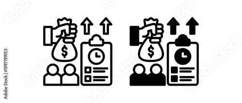 Compensation Plan Icon Collection line & Mixed Style icon 