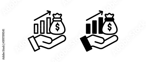 Financial Earnings Icon Collection line & Mixed Style icon 
