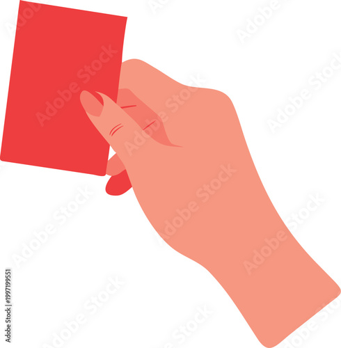 hand holding red card in flat illustration style