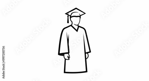 A simplified outline sketch of a person in academic regalia