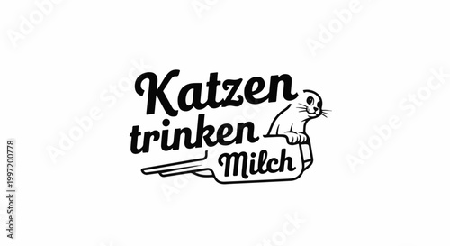 A whimsical illustration shows a cat drinking milk from a bottle with text