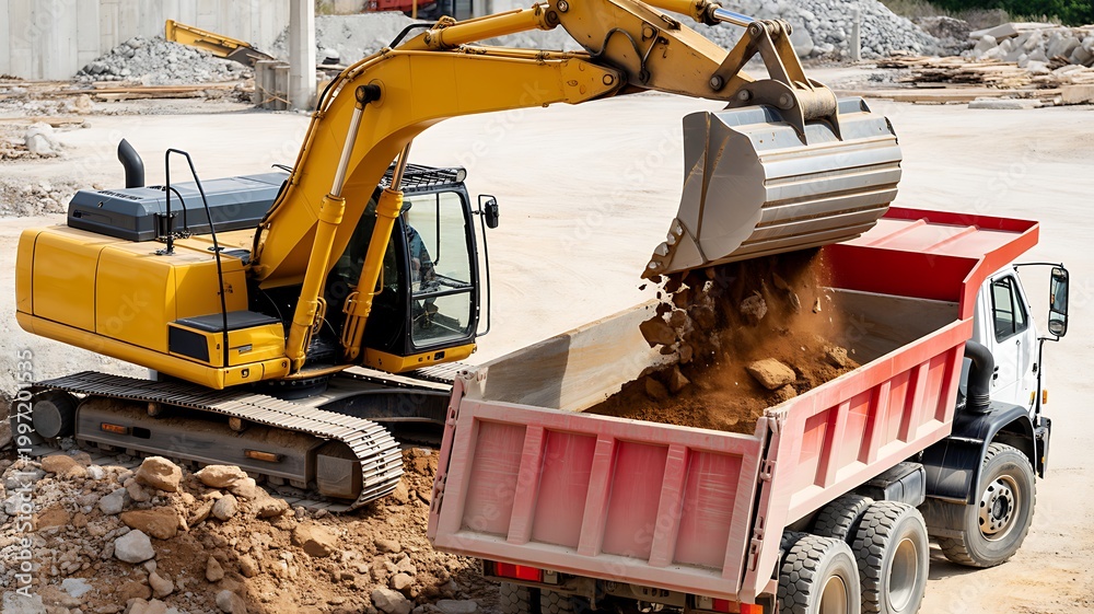 Fototapeta premium excavator on a construction site
