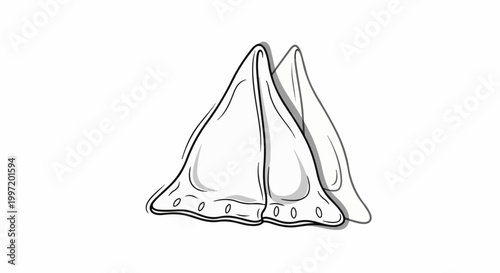 A stylized line drawing of two triangular pastries with crimped edges