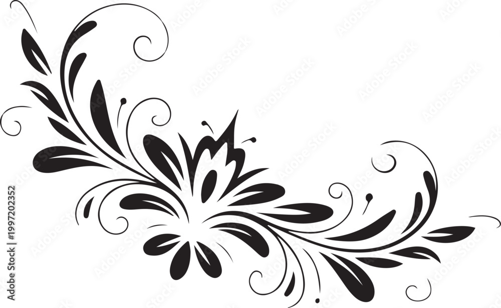 Naklejka premium ornament floral leaf pattern border flourish vector illustration