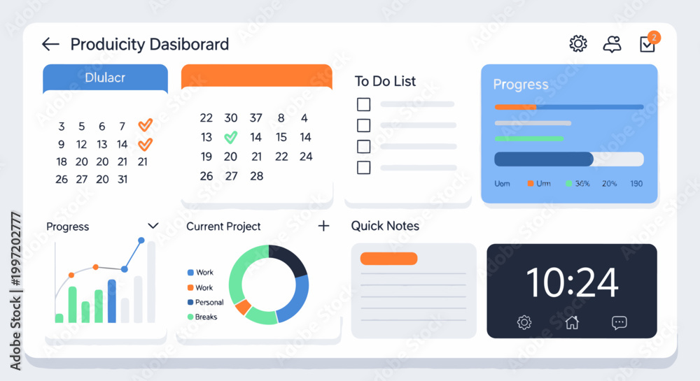 Obraz premium Productivity dashboard on a computer screen
