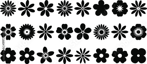 flower petal silhouette collection black vector icons