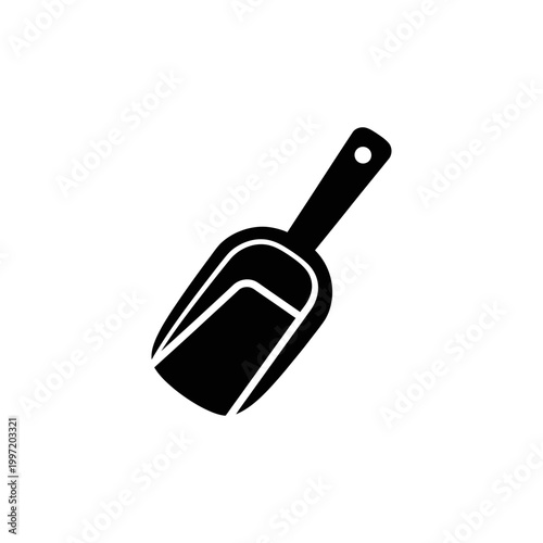 Black scoop silhouette isolated on white background, simple design.
