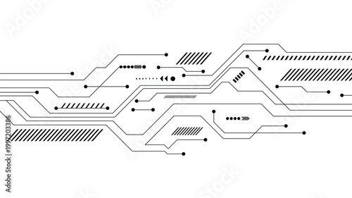 Abstract circuit board pattern, digital technology background, futuristic electronic network lines vector illustration