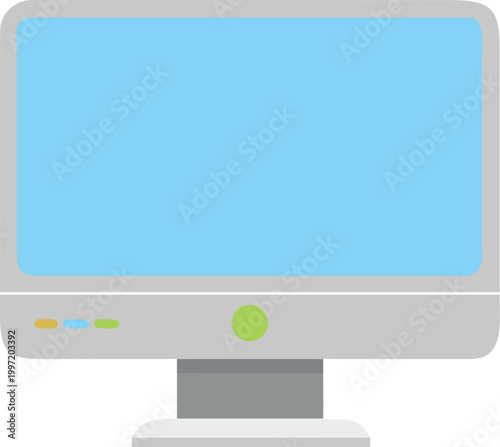 computer monitor flat illustration with blue screen