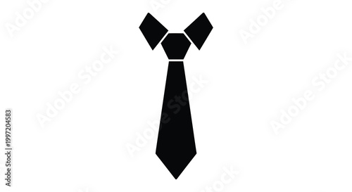 A stark black tie design geometrically shaped and presented as a silhouette