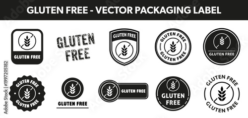 Food Product Labels - Gluten Free. Vector stickers for packaging.