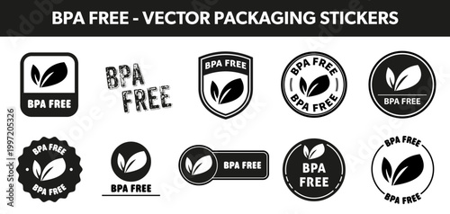 BPA free - labels and stickers for packaging. Vector badges.