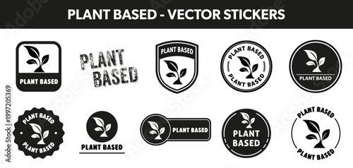 Plant based - vector sticker for eco packaging or wooden tools.