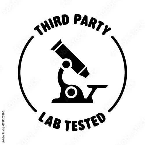 Third party lab tested. Vector label for product quality information.