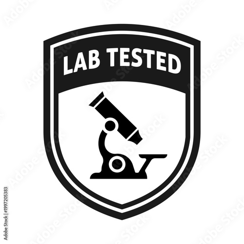 Lab Tested - vector sign with shield. Sticker for product.
