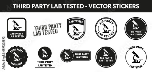 Third party lab tested - vector stickers for product package.