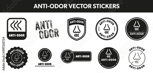 Anti-Odor vector stickers for deodorant or air freshener.