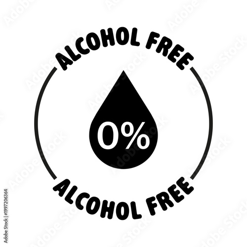 Alcohol Free sticker for product bottle or package. Vector isolated on white.