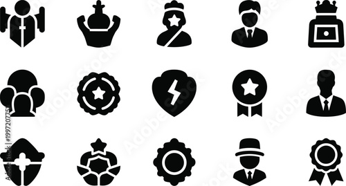 Awards line icon set. Reward, trophy, badge, medal and more