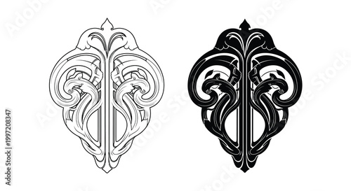 ornate decorative design in black and white