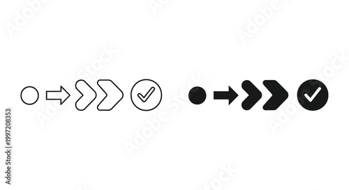 progress flowchart icons in black and white