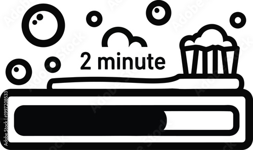Dental Hygiene Timer - Toothbrush and Bubbles, 2 Minute Mark