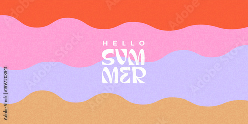Creative concept of abstract summer bright cover with wavy shapes in pastel colors. Modern design template in trendy  geometric style for card or posterfor corporate identity, branding, social media.