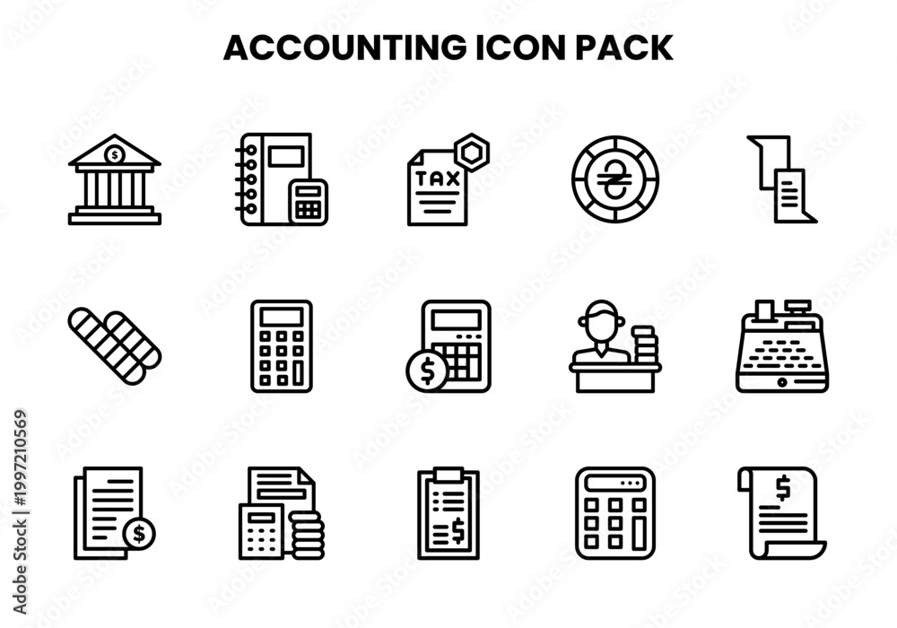 Fototapeta premium Accounting Line Design Icons Pack