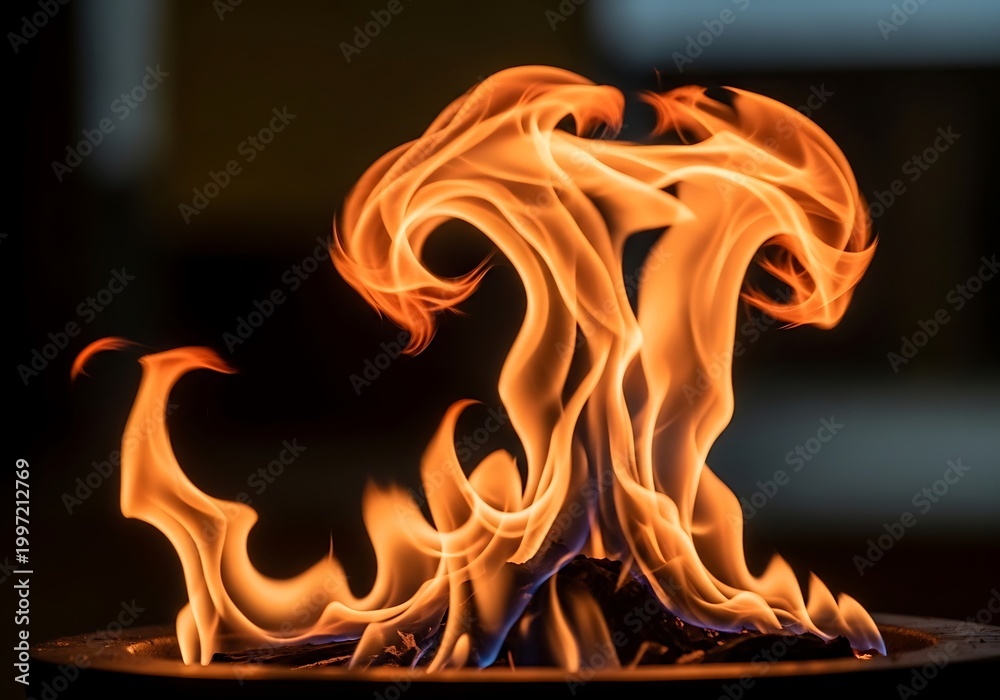 Fototapeta premium Dynamic Flames and Fire Motion in Dark Background.