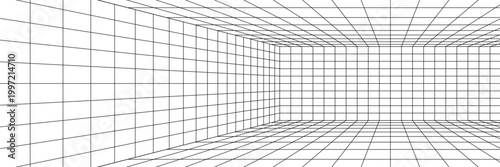 Canvastavla Perspective grid background 3d Vector illustration