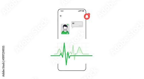 AI telemedicine consultation with a medical graph on a smartphone