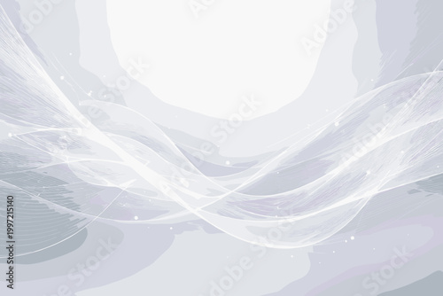 Abstract White and Gray Futuristic Background with Flowing Digital Waves, Elegant Mesh Lines, and Glowing Particles. Perfect for Technology, Science, and Modern Corporate Presentation Designs.