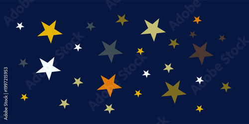 Seamless pattern cute baby pattern with yellow stars on blue background doodle style hand drawn pattern. Pattern for wrapping paper, textile, for kids clothes and notebook cover