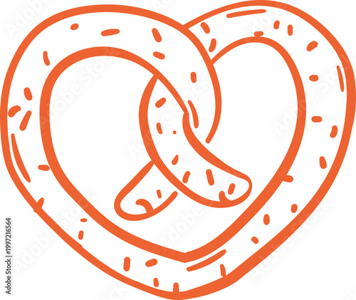 pretzel heart shape doodle hand drawn line art illustration