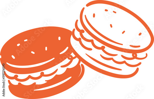 macaron doodle handdrawn line art illustration