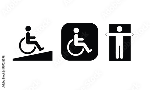 Accessibility symbols wheelchair accessible and general person silhouettes