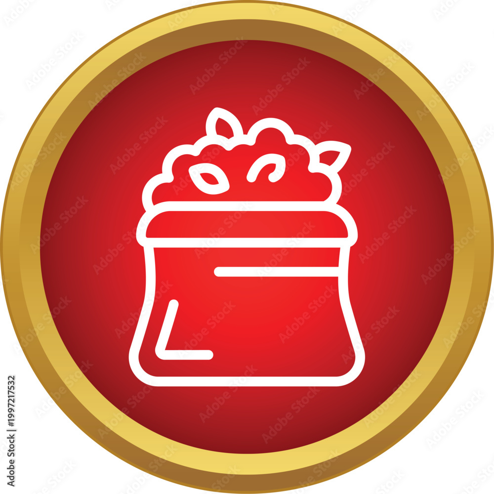 Fototapeta premium Sack filled with seeds, symbolizing farming, harvest, and cultivation on a red background