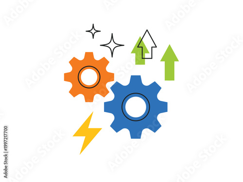 Business growth boost icon, technical support, process, automation