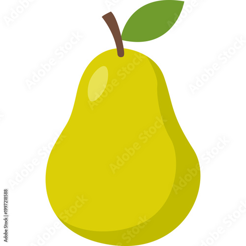 Flat Vector Illustration of a Fresh Pear