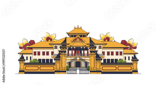 Chinese Temple Gate Architecture.
