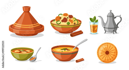 Traditional Moroccan Food and Drink.