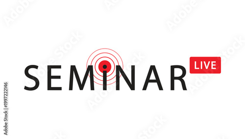 seminar live logo flat design black text with signal icon