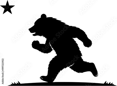 California Bear Running Silhouette Vector