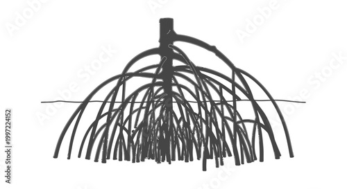 Black wire object with curved lines.