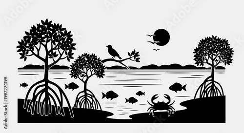 Black crab on the ocean floor.