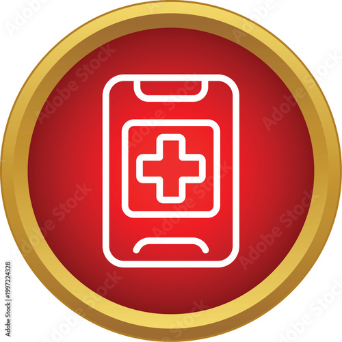 Smartphone displaying a health application icon within a red circle button