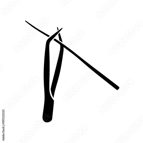 Black and white illustration of tweezers holding a hair strand.