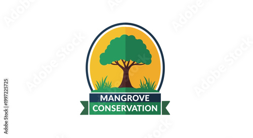 Mangrove tree conservation logo symbol.