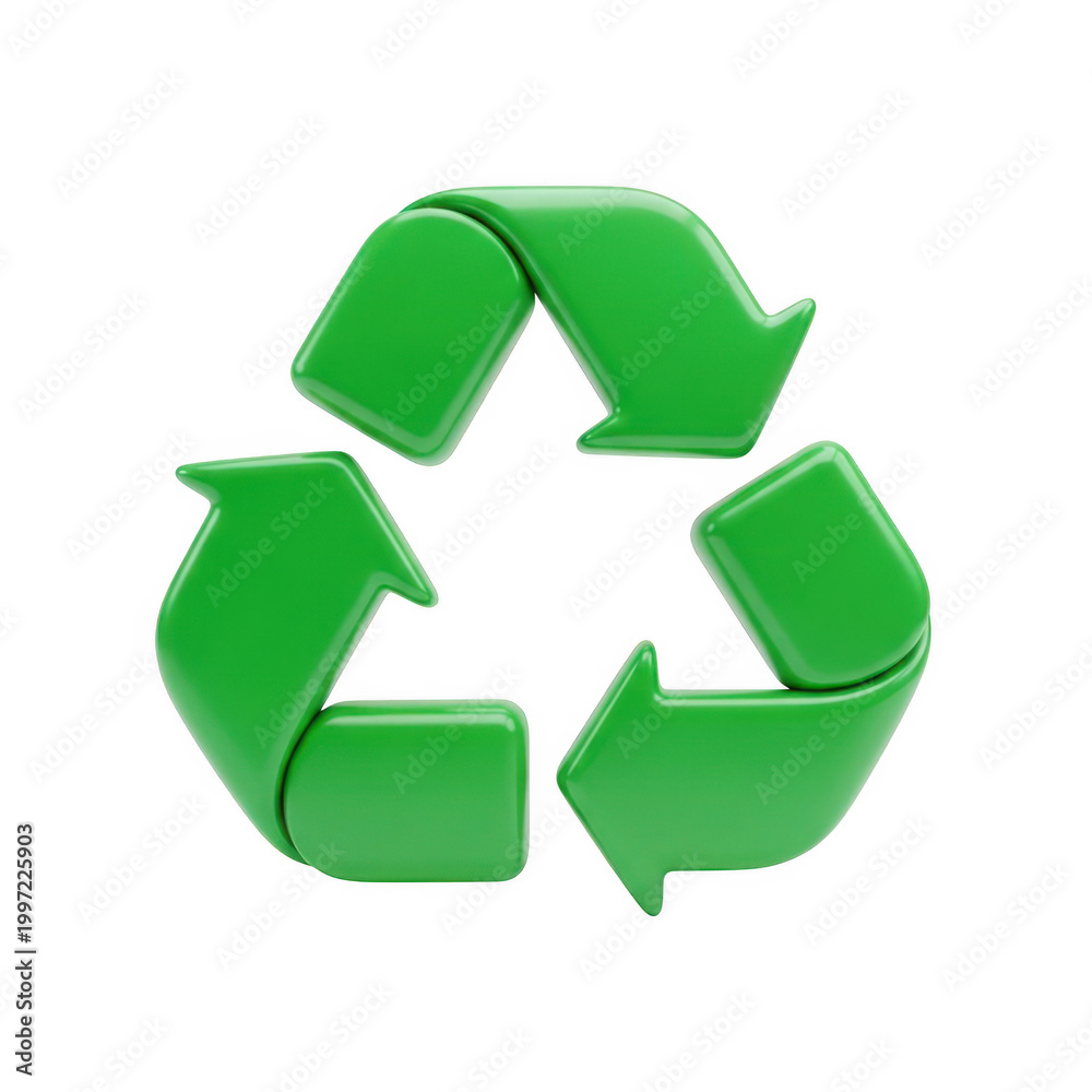 Obraz premium Green recycling symbol icon isolated on white background isolated on transparent background
