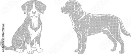 Abstract Halftone Dots Texture Dog Vector Illustration